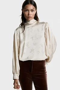 Oversized Jacquard-Weave Blouse