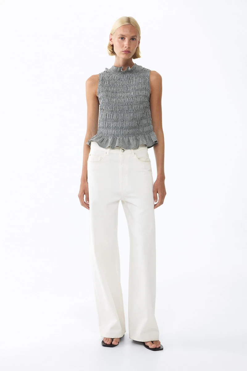 Smocked Ruffle-Trimmed Top