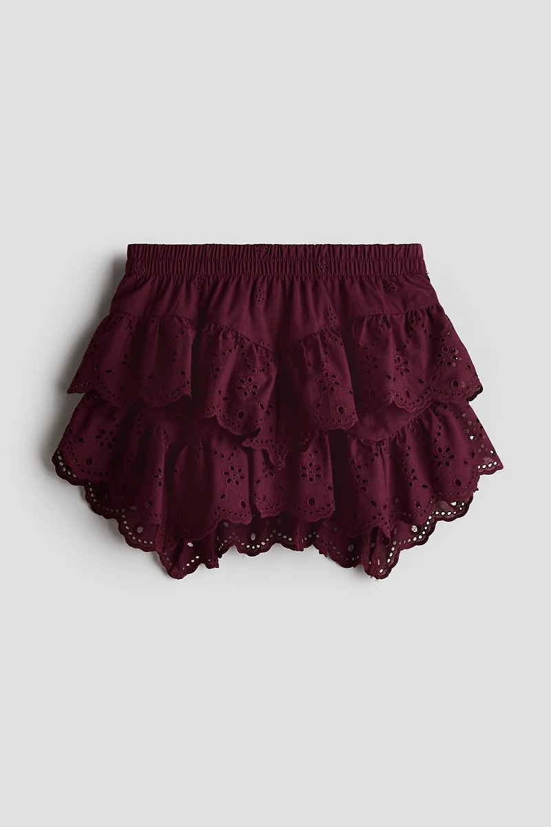 Tiered Skirt with Eyelet Embroidery