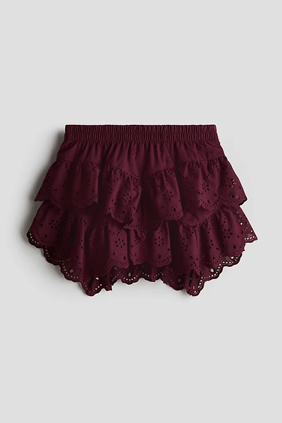 Tiered Skirt with Eyelet Embroidery
