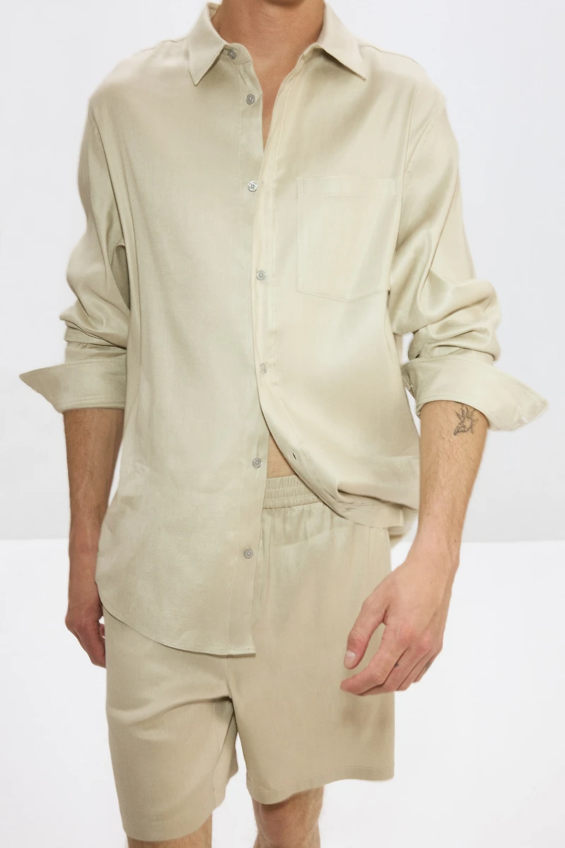 Easy-Care Relaxed-Fit Linen-Blend Shorts