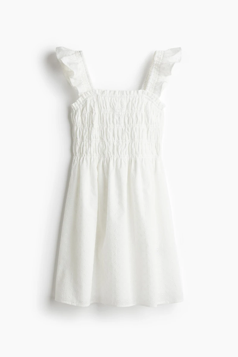 Smocked Dress with Eyelet Embroidery