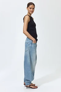 High-Waist Barrel-Leg Ankle Jeans