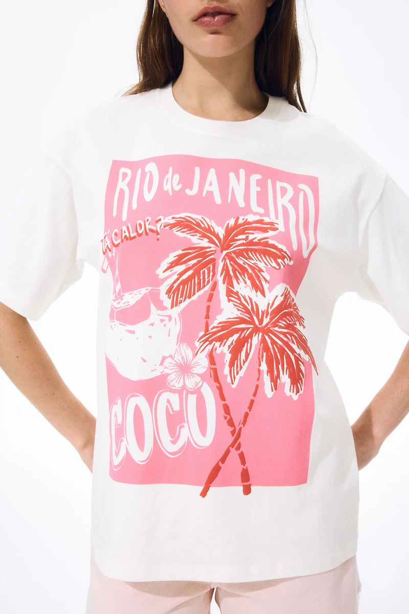 Oversized T-Shirt with Printed Motif