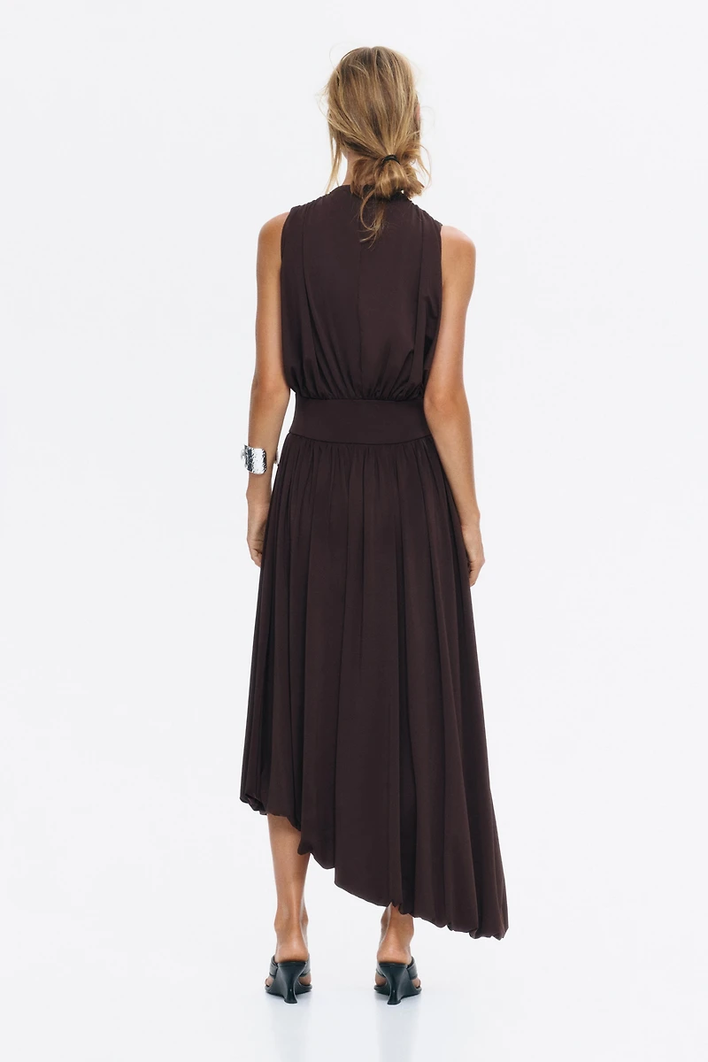 Draped Mock Turtleneck Dress