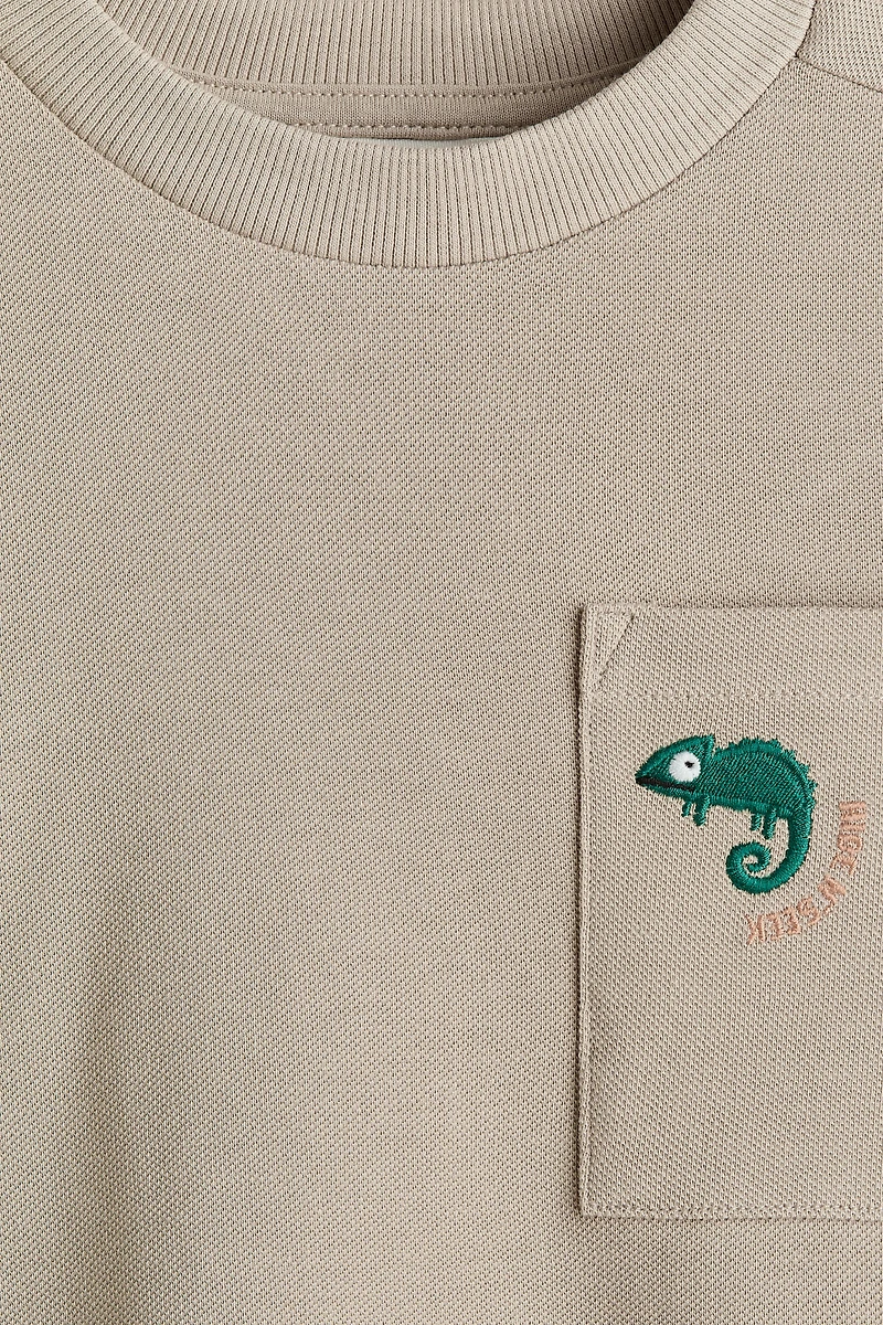 Embroidered-Motif Piqué T-Shirt