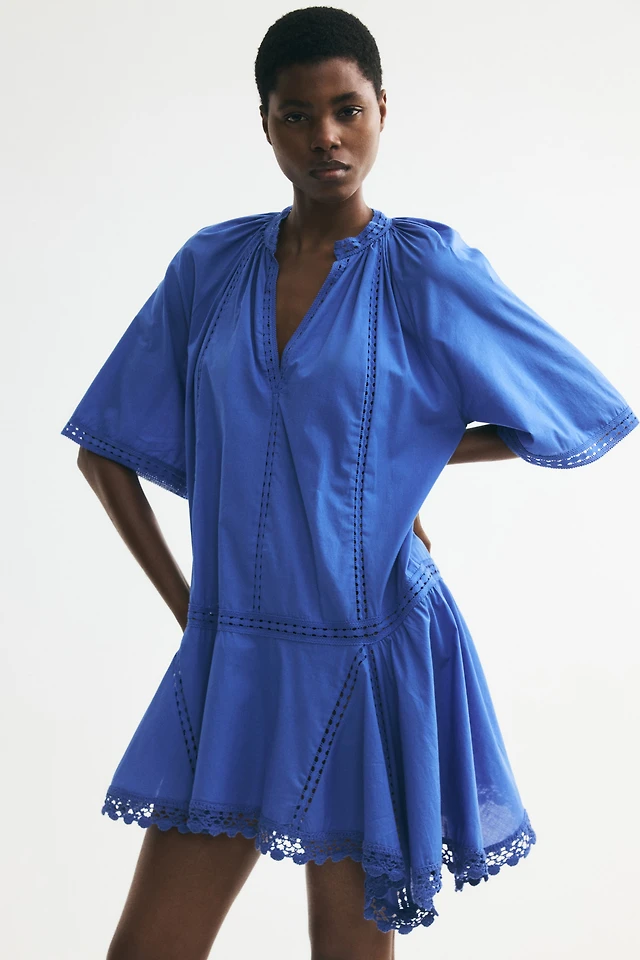h&m blue ruffle dress Women's Light blue Frill-trimmed dress