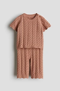 2-Piece Pointelle-Knit Cotton Set