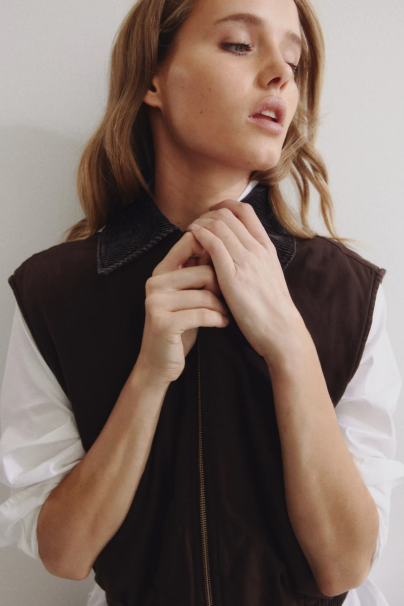 Vest with Corduroy Collar