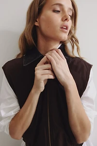 Vest with Corduroy Collar