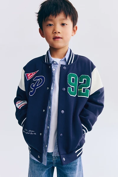 Motif-Detail Baseball Jacket