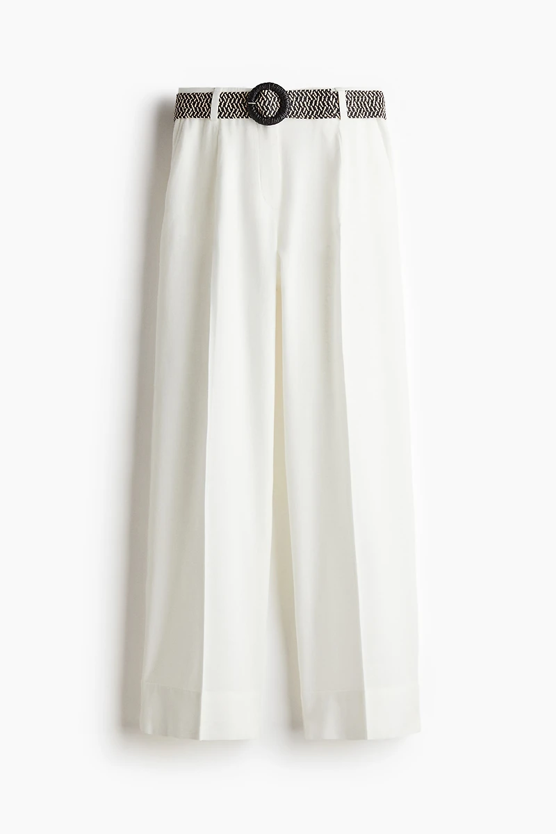 Linen-Blend Pants with Belt