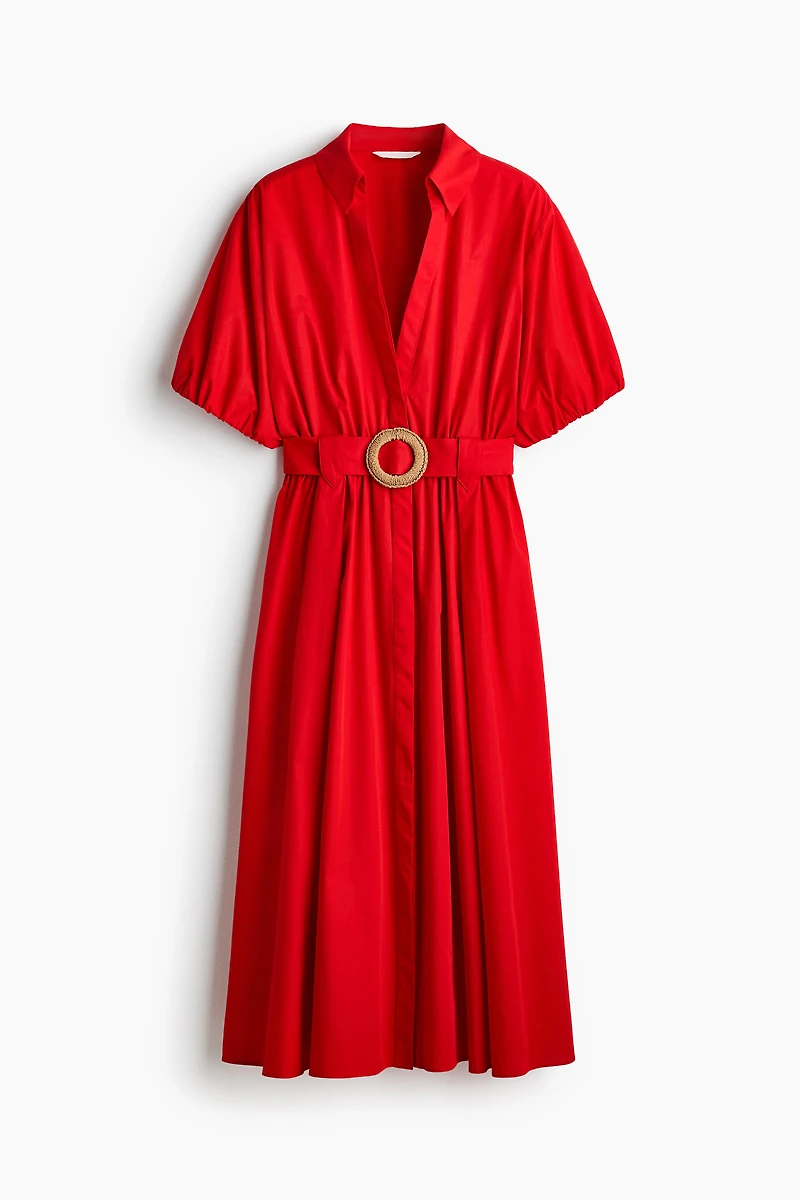 Cotton Shirt Dress with Belt