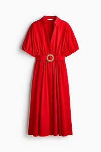Cotton Shirt Dress with Belt