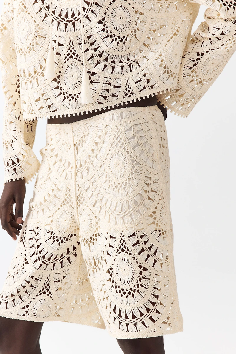 Crochet-Look Bermuda Shorts