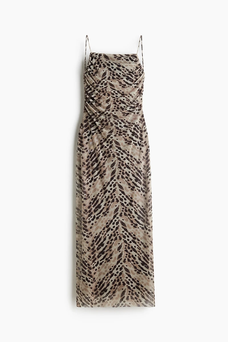 Draped Mesh Strappy Dress