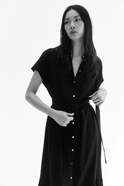 Tie-Belt Shirt Dress