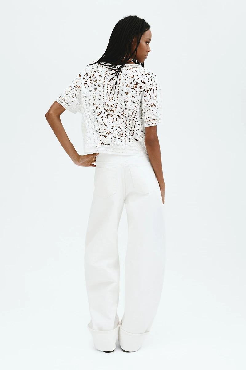 Oversized Crochet-Look Blouse