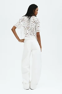 Oversized Crochet-Look Blouse