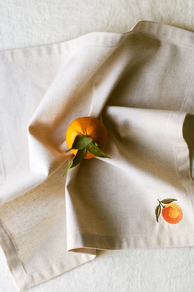 4-Pack Embroidered-Detail Linen-blend Napkins