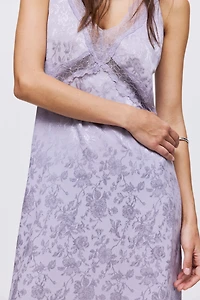 Jacquard-Weave Dress with Lace Insets