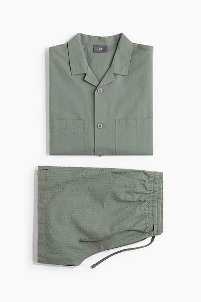 Seersucker Pajama Shirt and Shorts