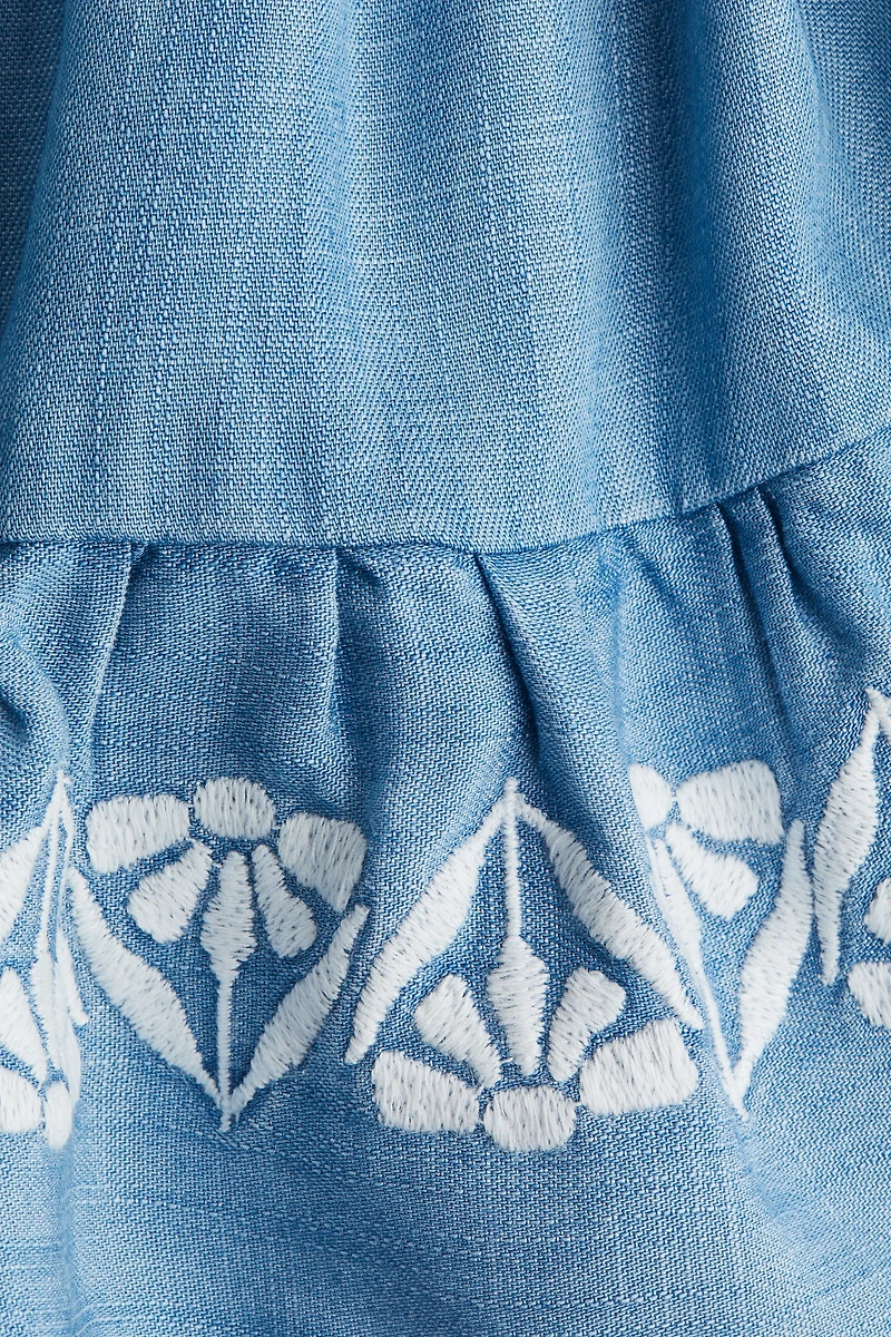Embroidered-Detail Denim Skirt