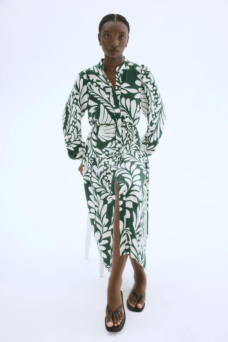 Long Puff-Sleeved Dress