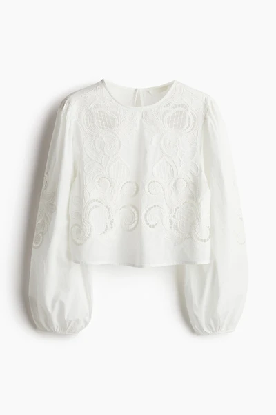 Eyelet-Embroidered Cotton Blouse