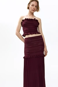 Pleated Pointelle-Knit Skirt