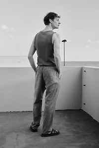Pantalon coupe classique en lin mélangé