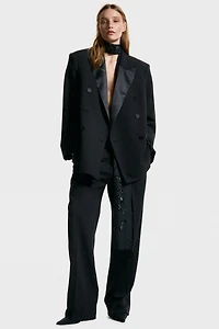 Double-Breasted Tuxedo Blazer