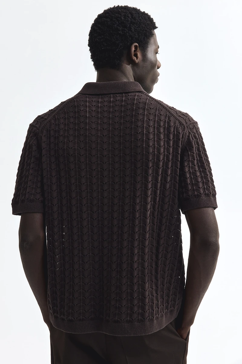 Chemise décontractée en tricot pointelle