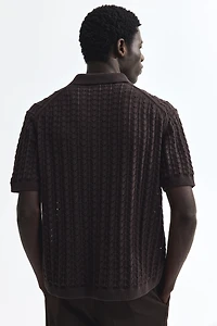 Chemise décontractée en tricot pointelle