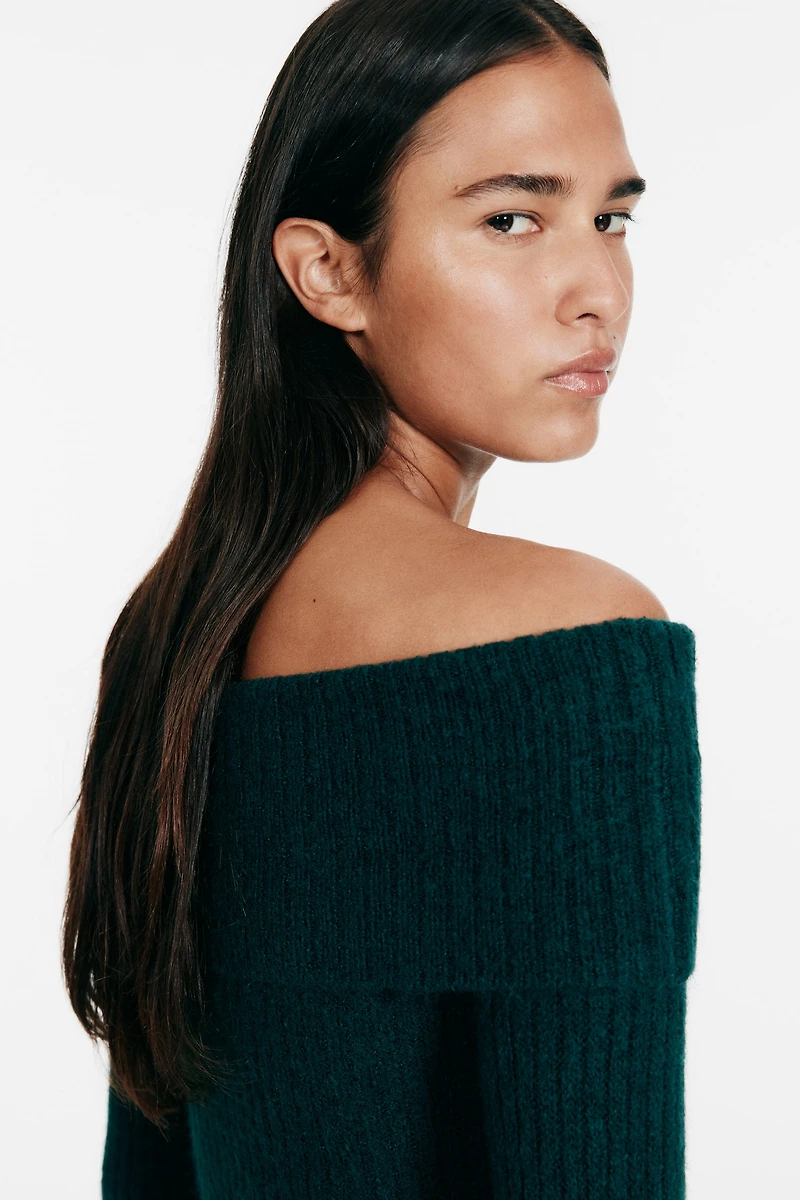 Rib-Knit Off-the-Shoulder Dress