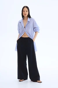 Wide-Leg Linen-Blend Pants