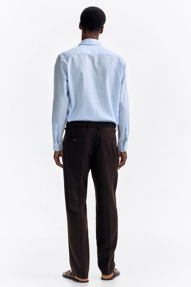 Regular-Fit Tailored Linen-Blend Pants
