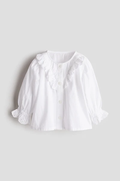 Ruffle-Detail Cotton Blouse