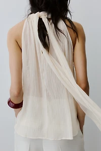 Scarf-Collar Chiffon Top
