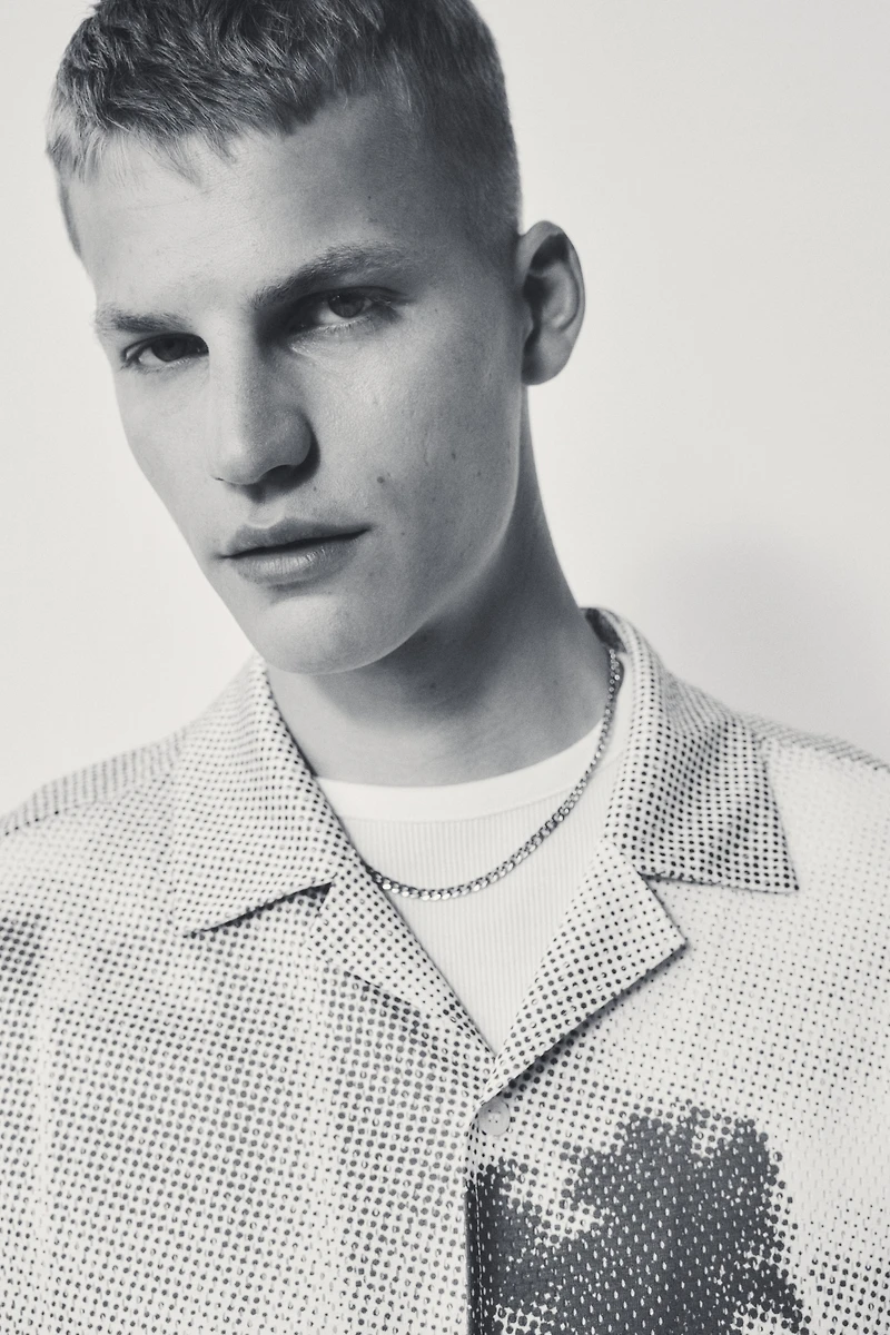 Loose-Fit Mesh Resort Shirt