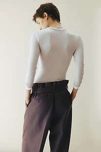 Belted Wool-Blend Pants