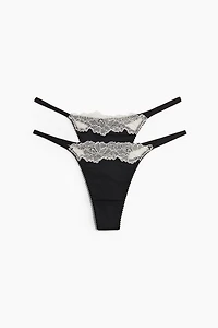 2-Pack Microfiber and Lace Thong Briefs