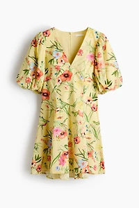 Balloon-Sleeved Cotton Dress