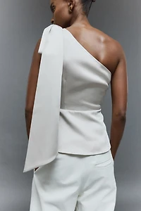Bow-Detail One-Shoulder Top
