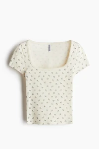 Picot-Trimmed Ribbed T-Shirt