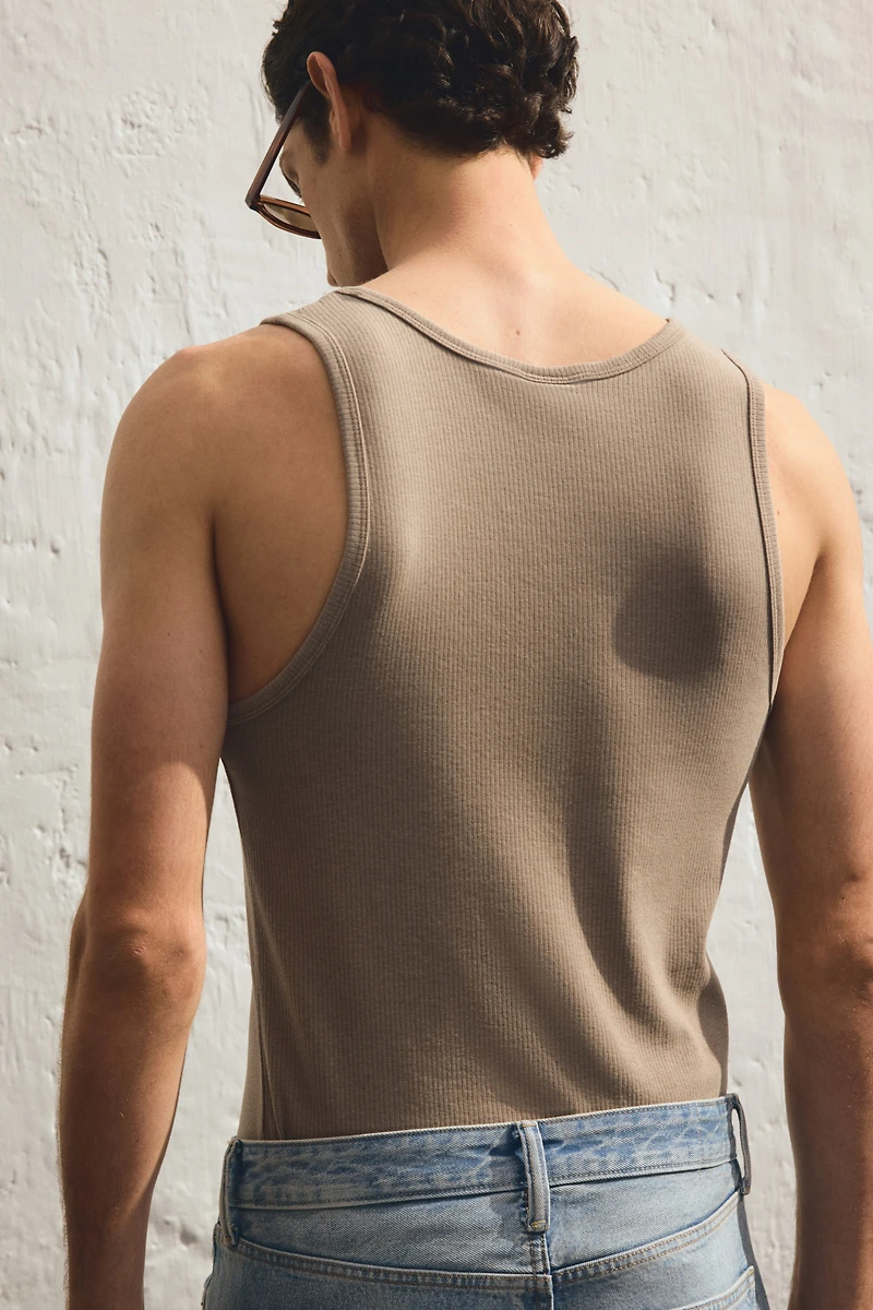 Slim-Fit Ribbed Tank Top