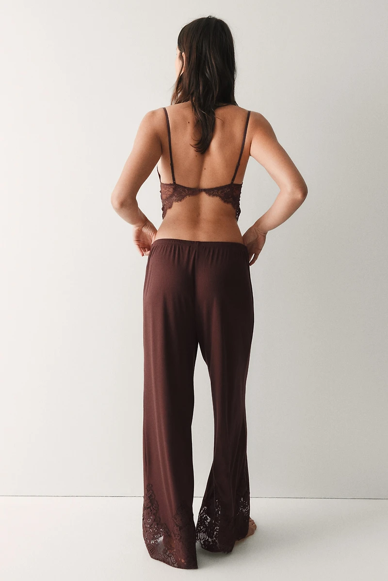 Lace-Trimmed Pajama Pants