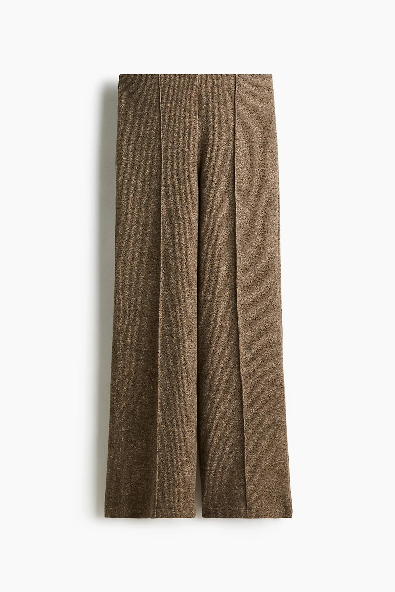 Rib-Knit Creased Pants