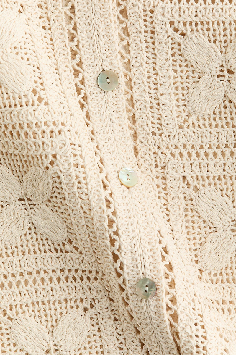 Crochet-Look Silk-Blend Shirt