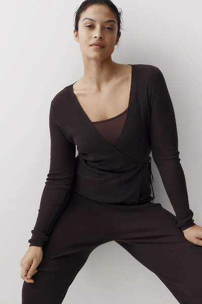 Rib-Knit Wrap Cardigan